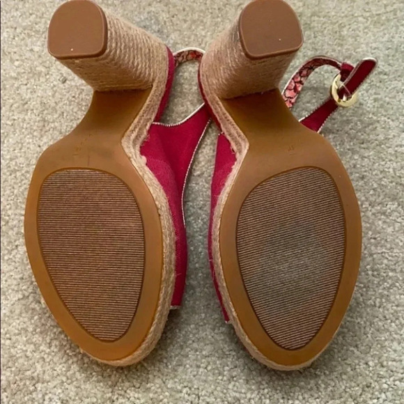 Tahari Pink Canvas Straw Heel Open Toe Shoe 6.5 - Picture 8 of 8